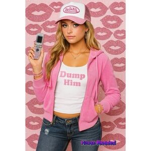 Vintage y2k Juicy Couture Hoodie Pink Terry Barbie Paris Hilton Kawaii McBling